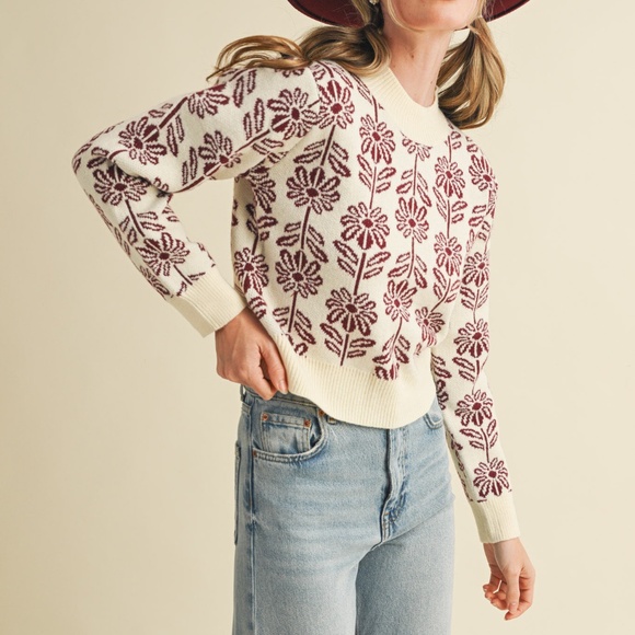 NWT Floral Pattern Knit Sweater - Picture 6 of 9